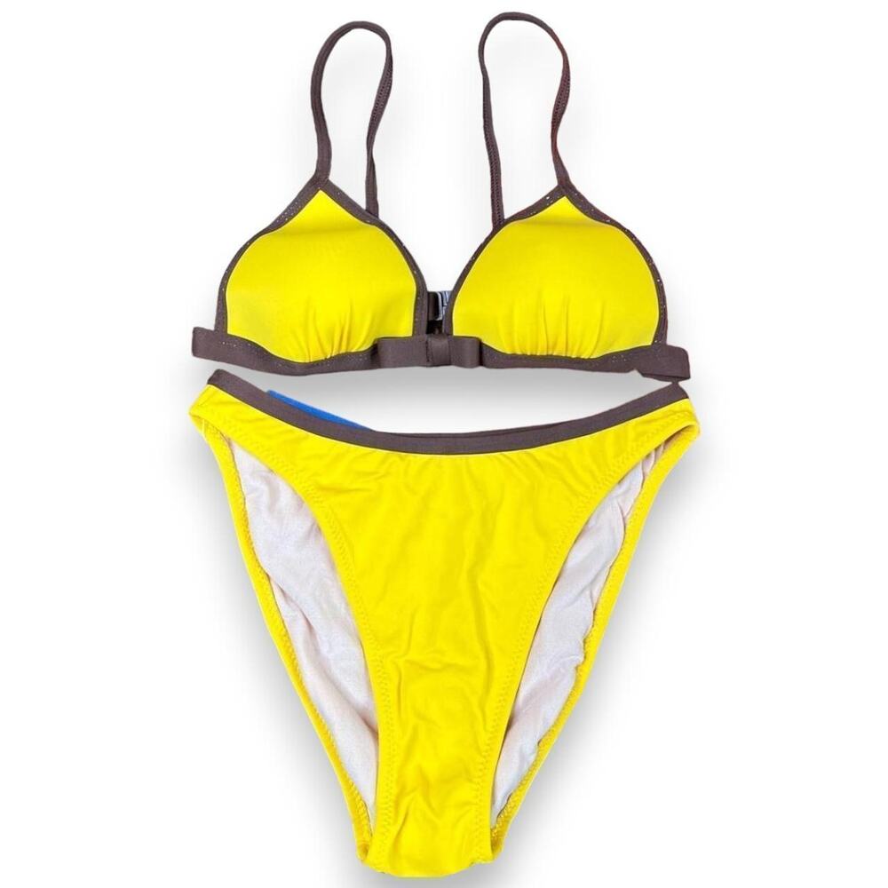 Vintage deadstock yellow and brown bikini